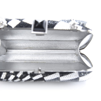 Judith Leiber Swarovski Crystal Checkered New Soap Dish Miniaudiere Clutch Black Silver 5 of 13