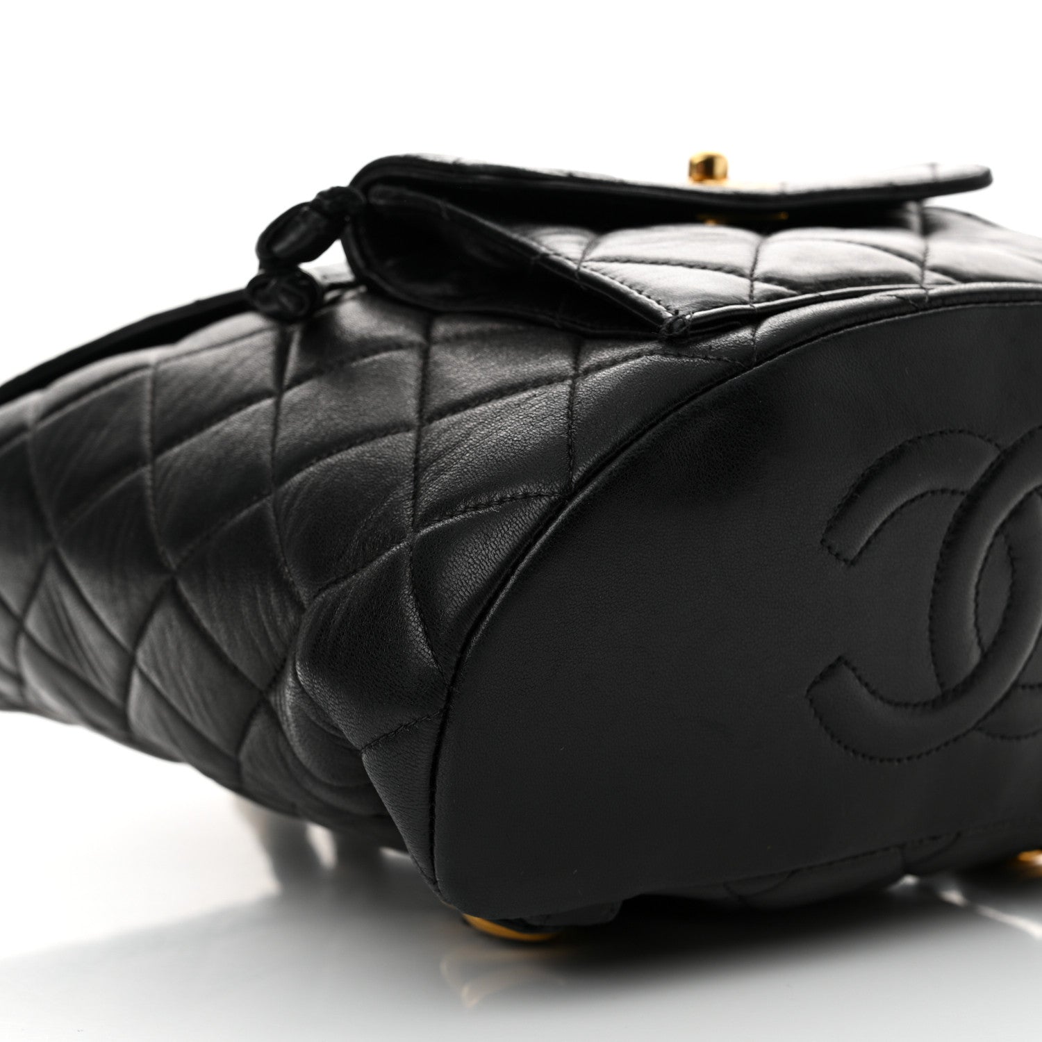 Chanel Lambskin Quilted Drawstring Backpack Black 10 of 15