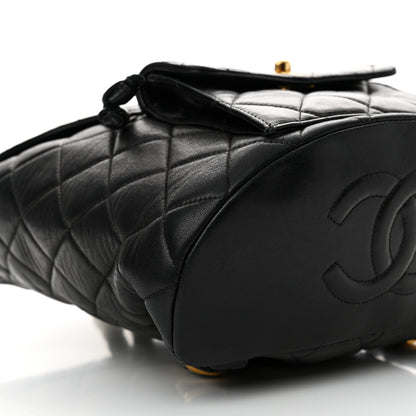 Chanel Lambskin Quilted Drawstring Backpack Black 10 of 15