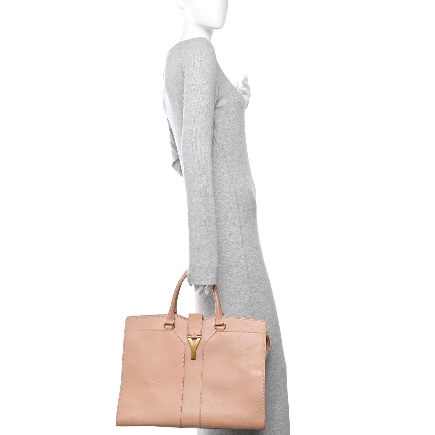 Saint Laurent Textured Calfskin Large Cabas ChYc Beige 2 of 12