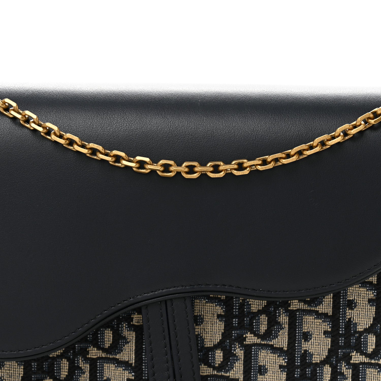 Christian Dior Oblique Smooth Calfskin Medium Saddle Pouch With Chain Blue 8 of 11