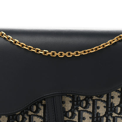 Christian Dior Oblique Smooth Calfskin Medium Saddle Pouch With Chain Blue 8 of 11