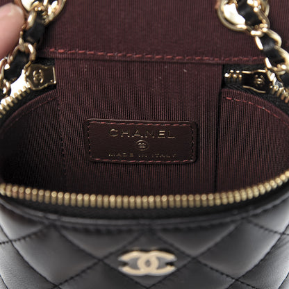 Chanel Lambskin Quilted Small Vertical Coco Beauty Vanity Case With Chain Black 6 of 11