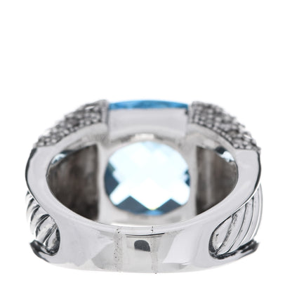 David Yurman Sterling Silver Blue Topaz Diamond 14mm Cocktail Ring 57 8 4 of 7