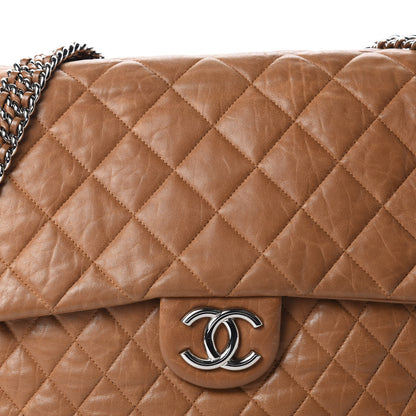 Chanel Washed Lambskin Chain Around Maxi Flap Bag Dark Beige 11 of 11