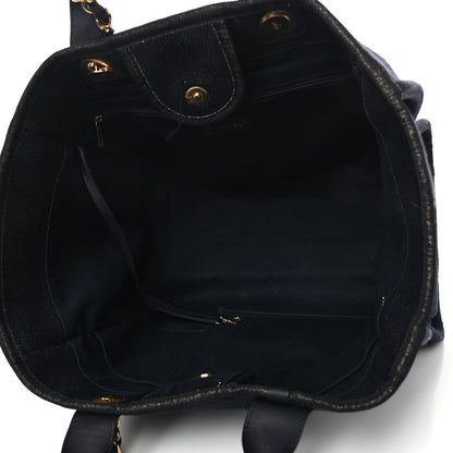 Chanel Lurex Canvas Medium Deauville Tote Navy Blue Gold 5 of 16