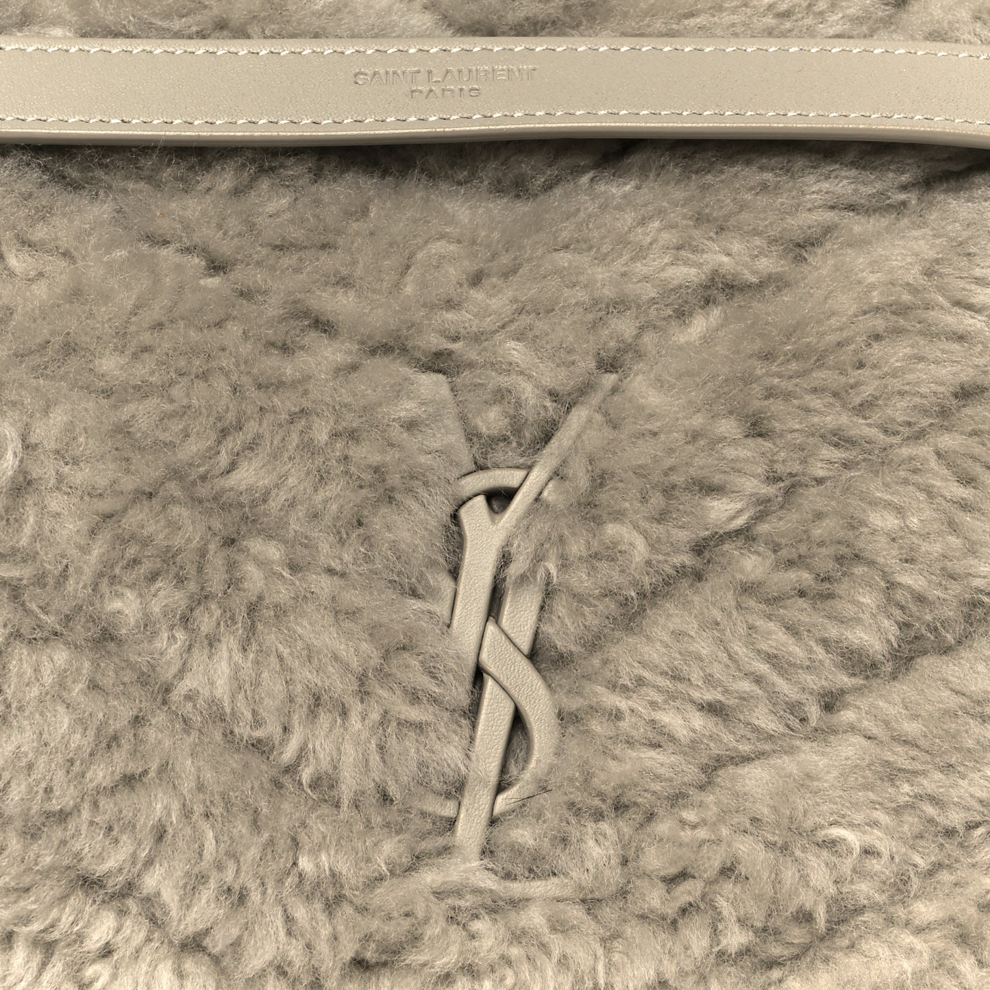 Calfskin Shearling Monogram Medium Niki Chain Satchel Grey