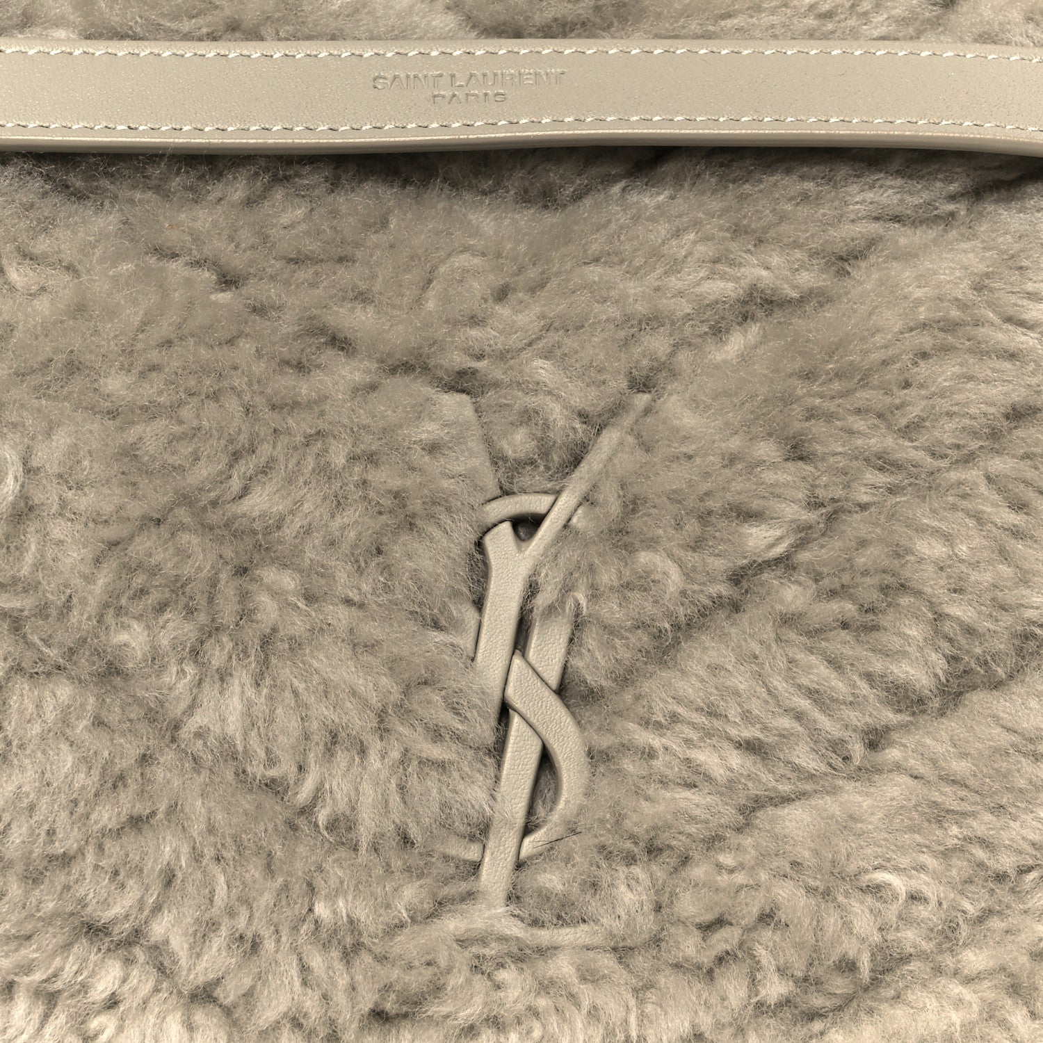 Saint Laurent Calfskin Shearling Monogram Medium Niki Chain Satchel Grey 9 of 11