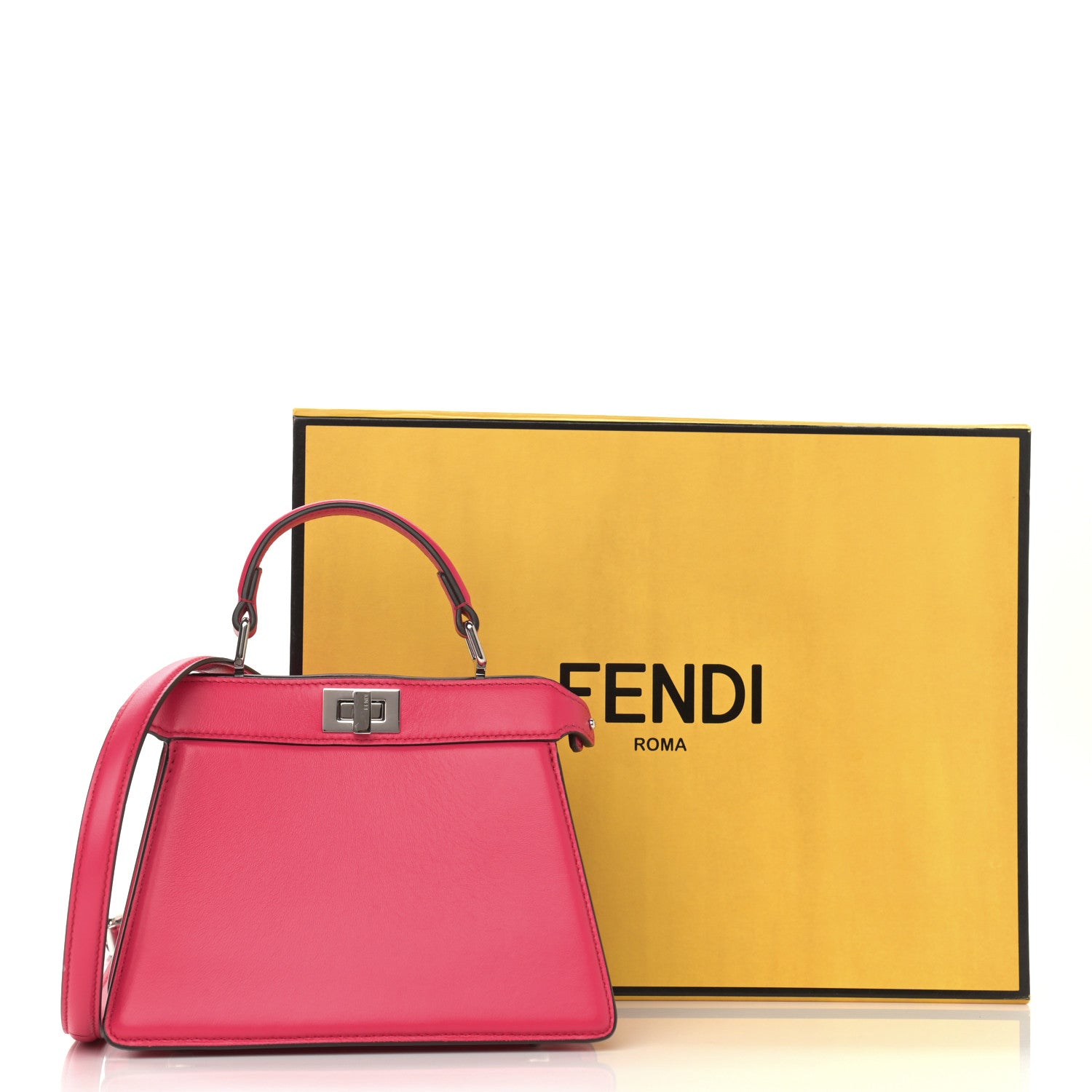 Fendi Shiny Nappa Petite Peekaboo I SEE U Satchel Lampone 14 of 14