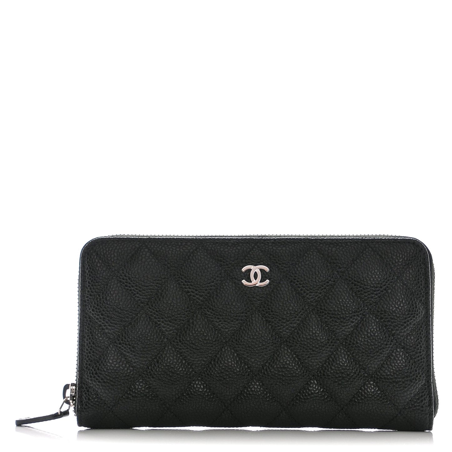 Caviar Quilted Large Gusset Zip Around Wallet Black