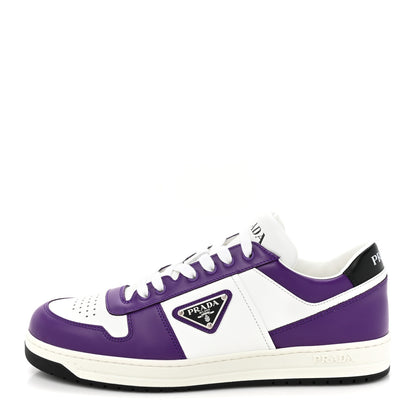 Prada Vitello Rois Metal Triangle Logo Mens Downtown Low Top Sneakers 7.5 White Ciclamino 1 of 11