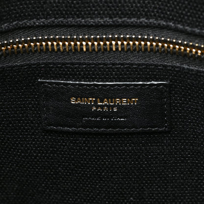 Saint Laurent Embroidered Cotton Linen Rive Gauche Noe Tote Black Beige 6 of 9