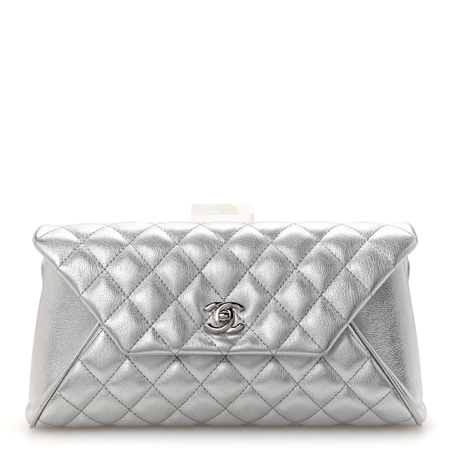 Chanel Metallic Calfskin Quilted Fold Up Again Clutch Silver 1 of 8