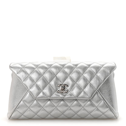 Chanel Metallic Calfskin Quilted Fold Up Again Clutch Silver 1 of 8