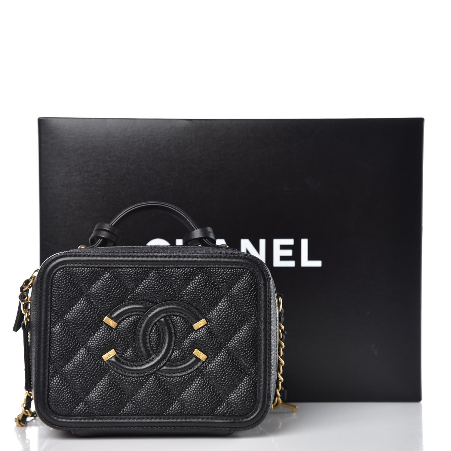 Chanel Caviar Quilted Small CC Filigree Vanity Case Black 9 of 9
