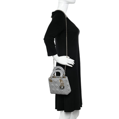 Christian Dior Lambskin Cannage Mini Lady Dior Gray Opaline 3 of 10