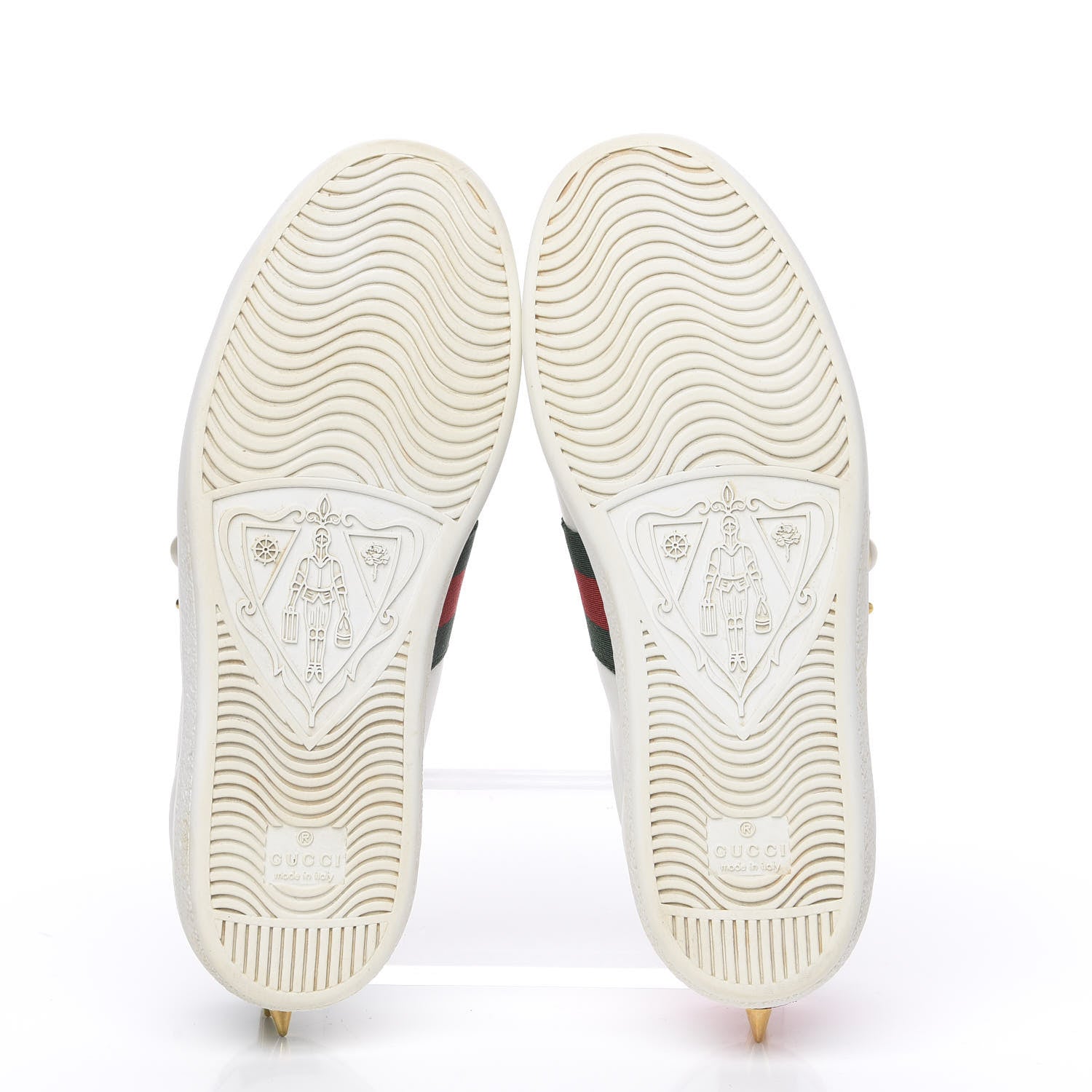 Gucci Calfskin Web Pearl Studded Womens Ace Sneakers 36.5 White 5 of 13