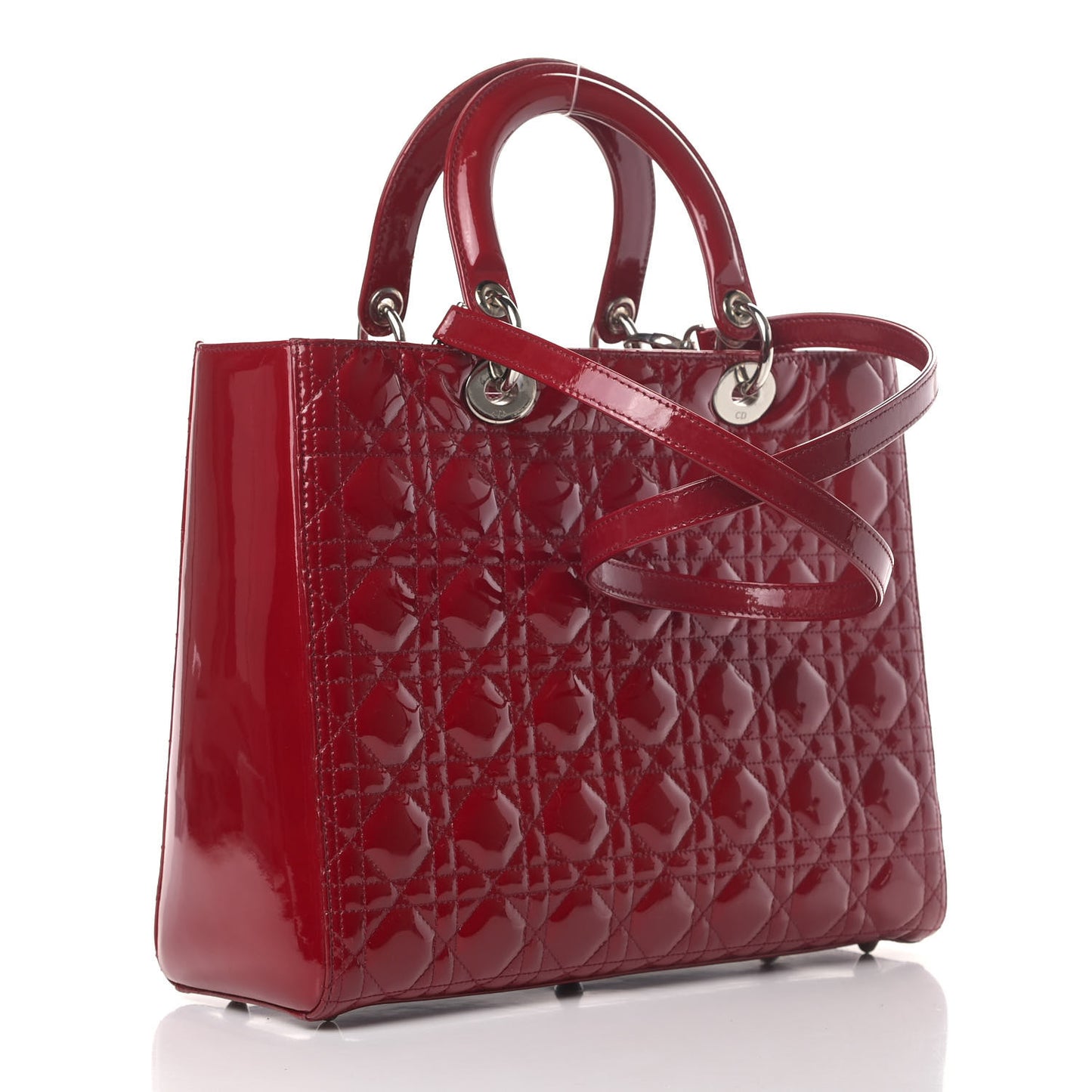 Patent Cannage Large Lady Dior Red