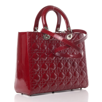 Christian Dior Patent Cannage Large Lady Dior Red 2 of 5