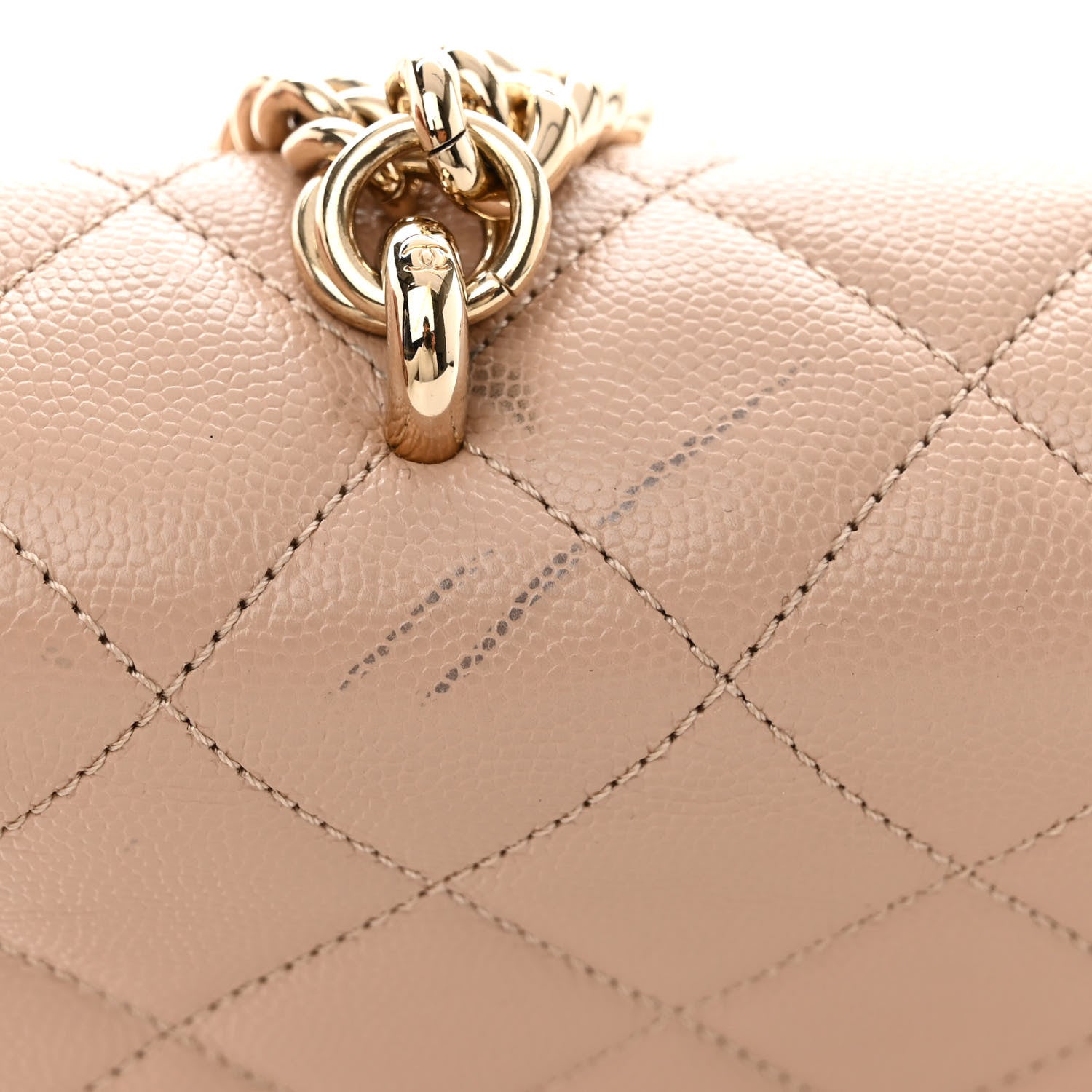 Chanel Caviar Quilted Large Studded Flap Beige 12 of 13
