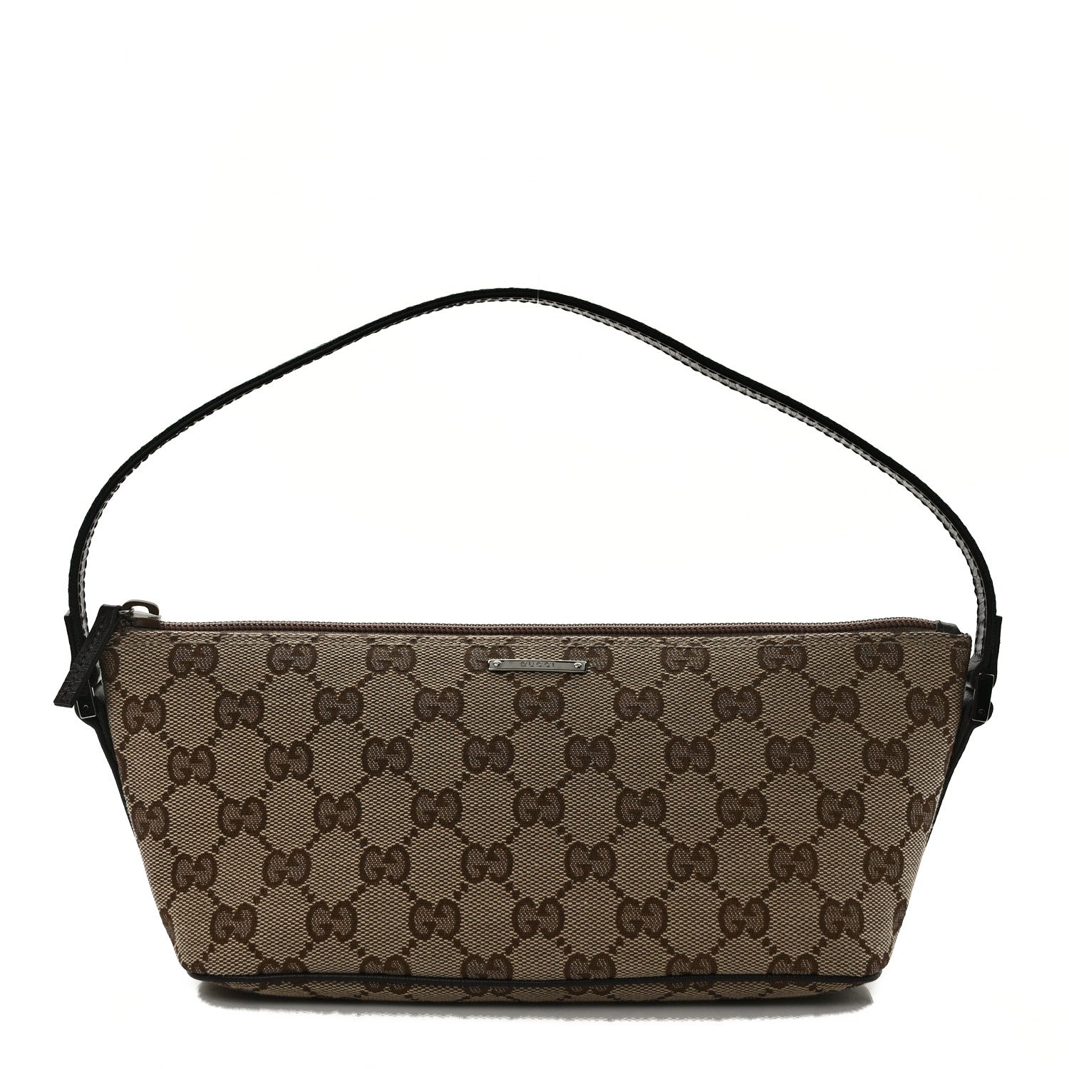 Gucci Monogram Web Boat Pochette Brown 1 of 8
