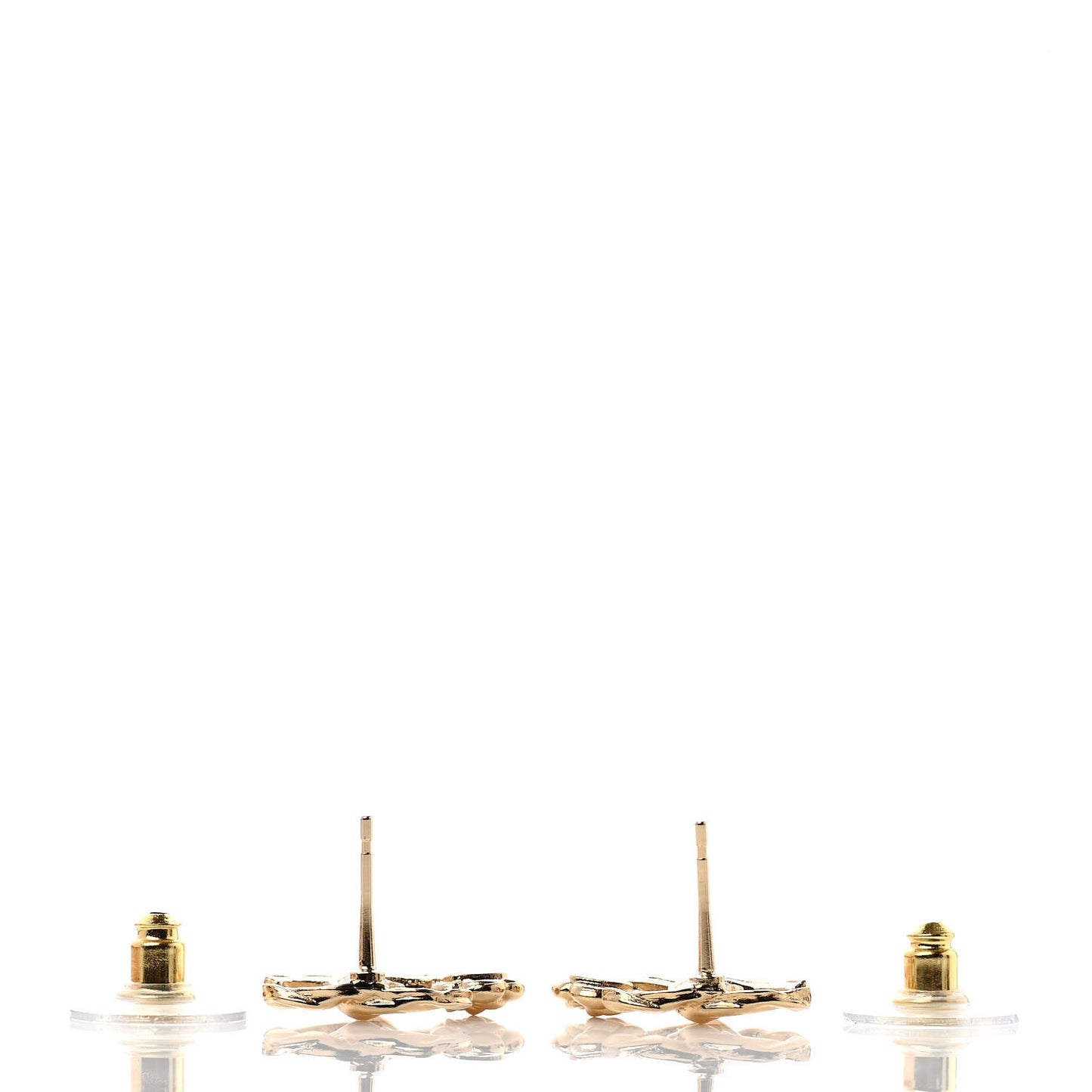 Metal Camellia CC Earrings Gold