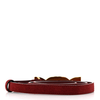 Gucci Suede Icaro Plaque Interlocking G 15mm Belt 80 32 Red 2 of 5