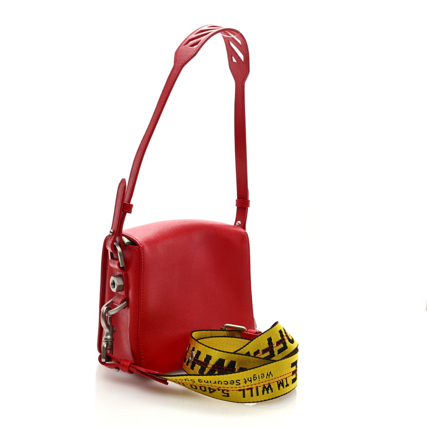 Calfskin Diag Striped Belt Bag Crossbody White Red