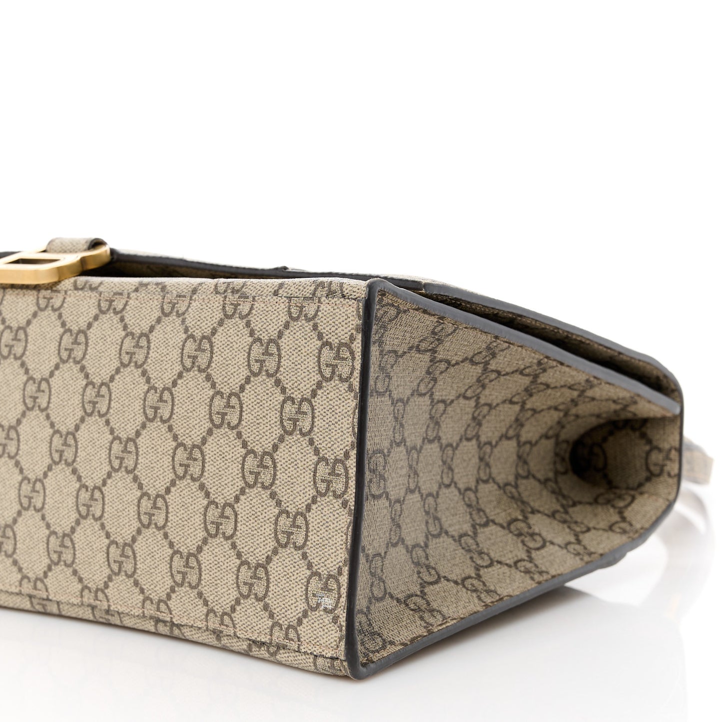 X GUCCI GG Supreme Monogram Medium Hourglass Top Handle Bag Beige Ebony