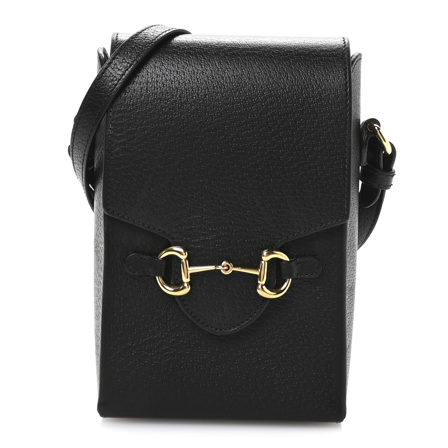 Gucci Dollar Calfskin Vertical Horsebit 1955 Crossbody Bag Black 1 of 10