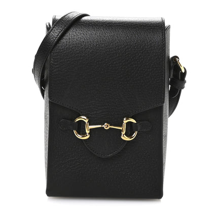 Gucci Dollar Calfskin Vertical Horsebit 1955 Crossbody Bag Black 1 of 10