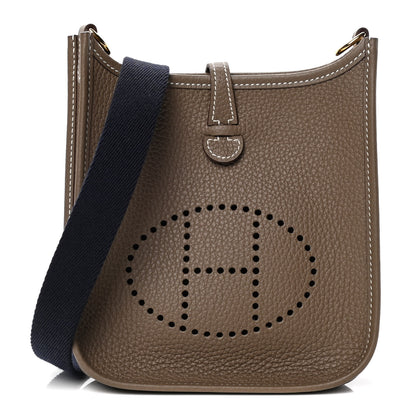 Hermes Taurillon Clemence Amazone Evelyne TPM Etoupe Bleu Indigo 1 of 4
