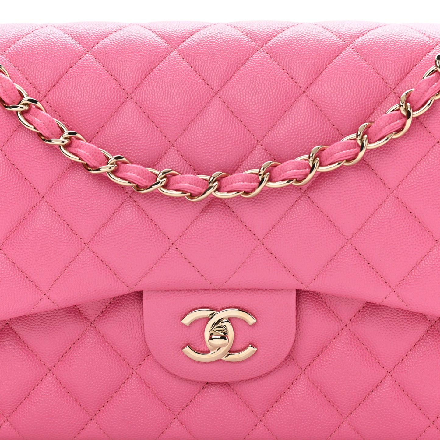 Caviar Quilted Jumbo Double Flap Pink