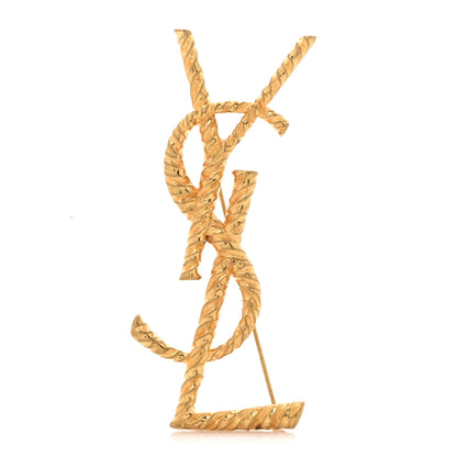 Saint Laurent Brass Cassandre YSL Twisted Brooch Gold 1 of 4