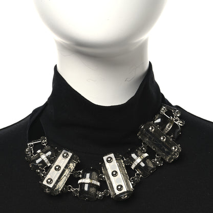 Louis Vuitton Velvet Resin Crystal Choker Necklace Black 2 of 5