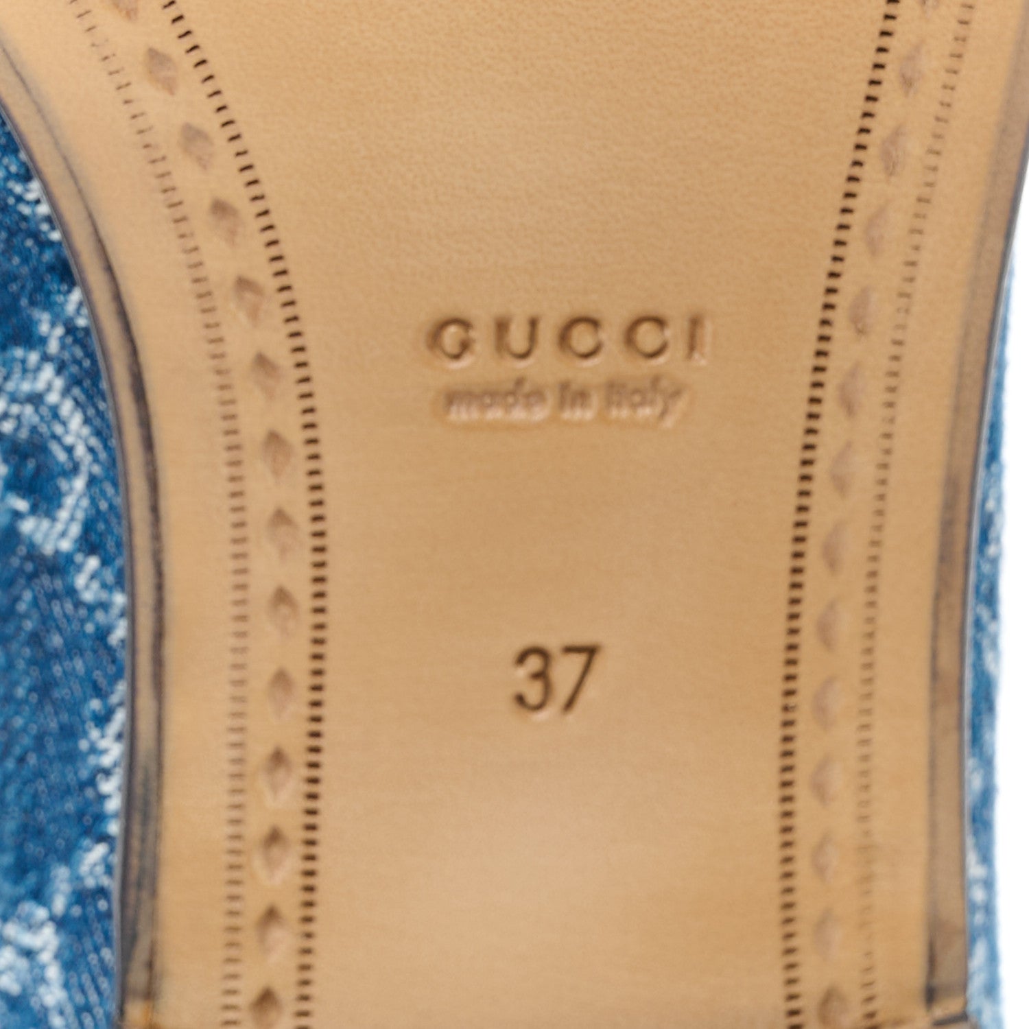 Gucci New Denim GG Malaga Kid Womens Horsebit Loafers 37 Blue Agata 8 of 9