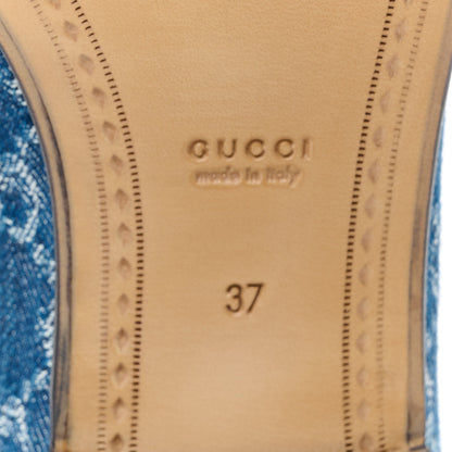 Gucci New Denim GG Malaga Kid Womens Horsebit Loafers 37 Blue Agata 8 of 9