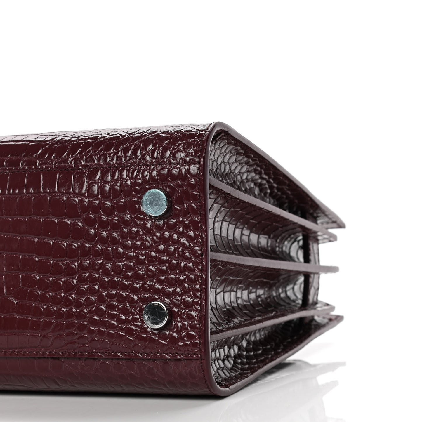 Calfskin Crocodile Embossed Baby Sac De Jour Bordeaux