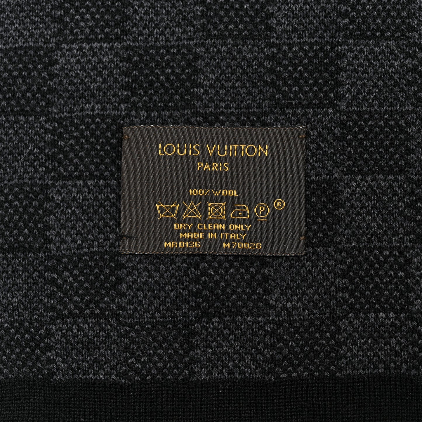 Wool Petit Damier Graphite Scarf Black