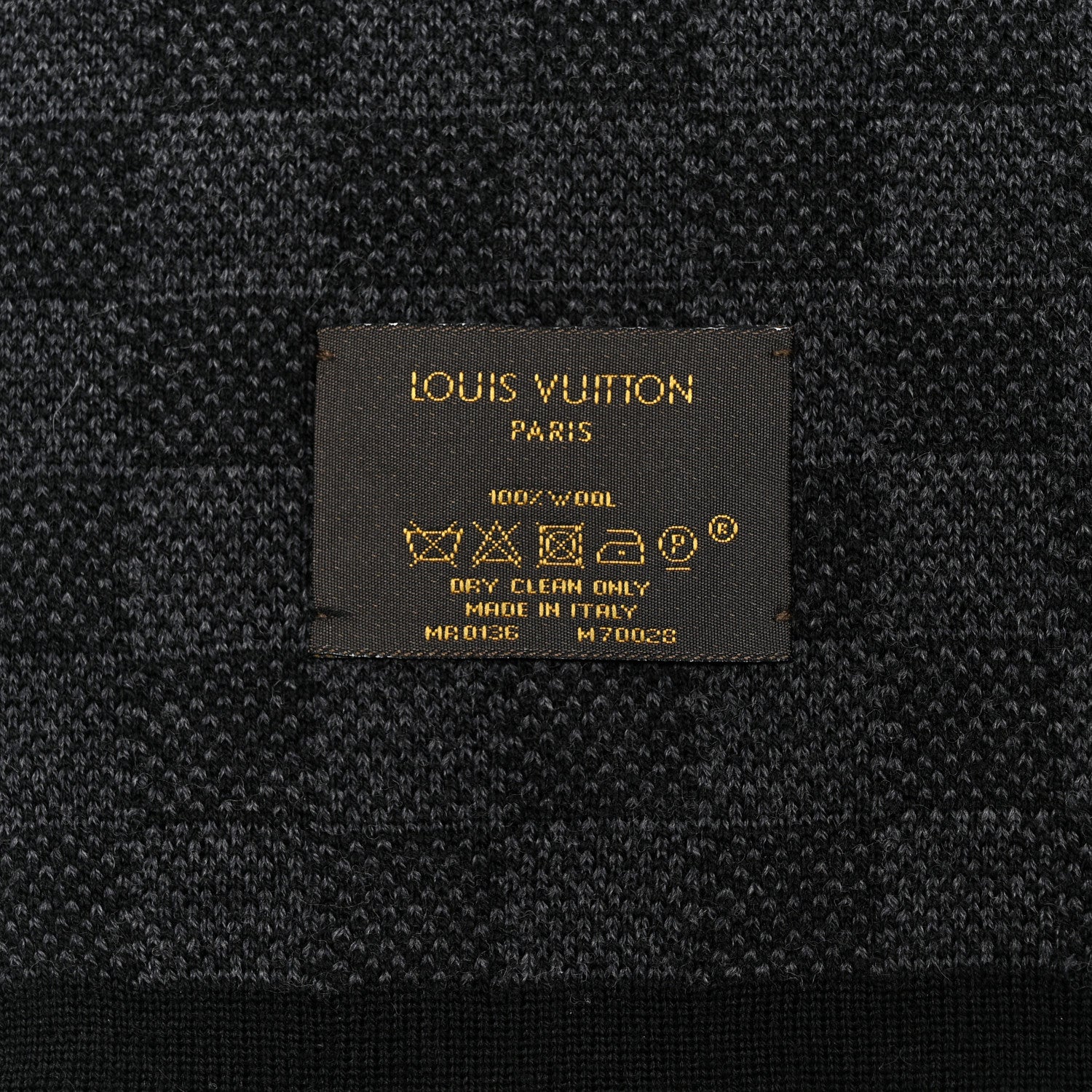 Louis Vuitton Wool Petit Damier Graphite Scarf Black 3 of 3