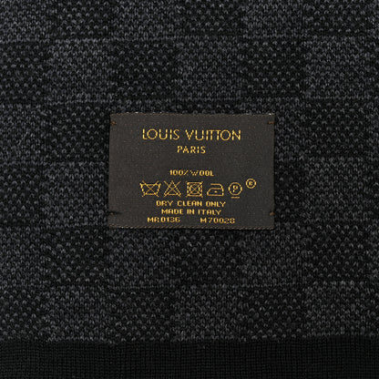 Louis Vuitton Wool Petit Damier Graphite Scarf Black 3 of 3