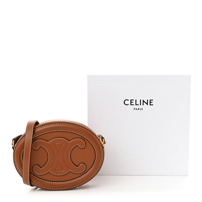 Celine Smooth Calfskin Cuir Small Triomphe Oval Crossbody Purse Tan 11 of 11