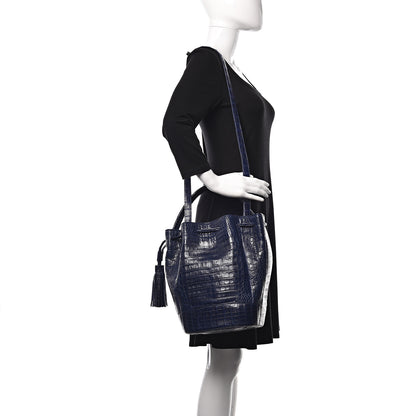 Nancy Gonzalez Crocodile Tassel Bucket Navy 2 of 10