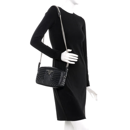 Prada Soft Calfskin Diagramme Crossbody Bag Black 2 of 7