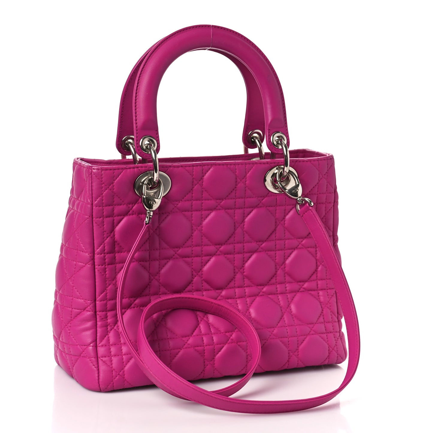 Lambskin Cannage Medium Lady Dior Fuchsia