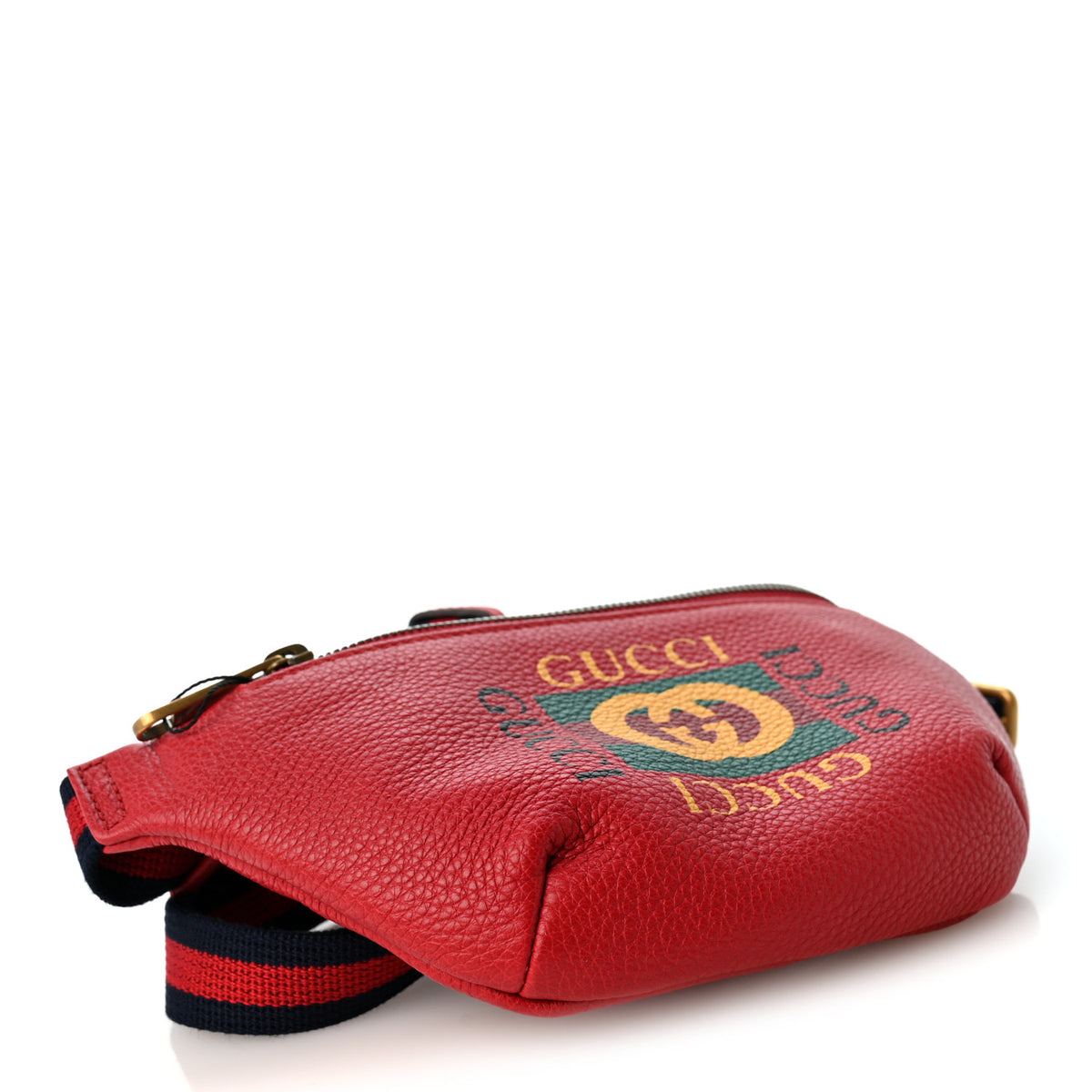 Grained Calfskin Small Logo Belt Bag Hibiscus Red