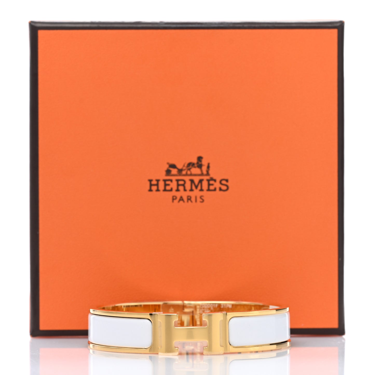 Enamel Narrow Clic Clac H Bracelet PM White