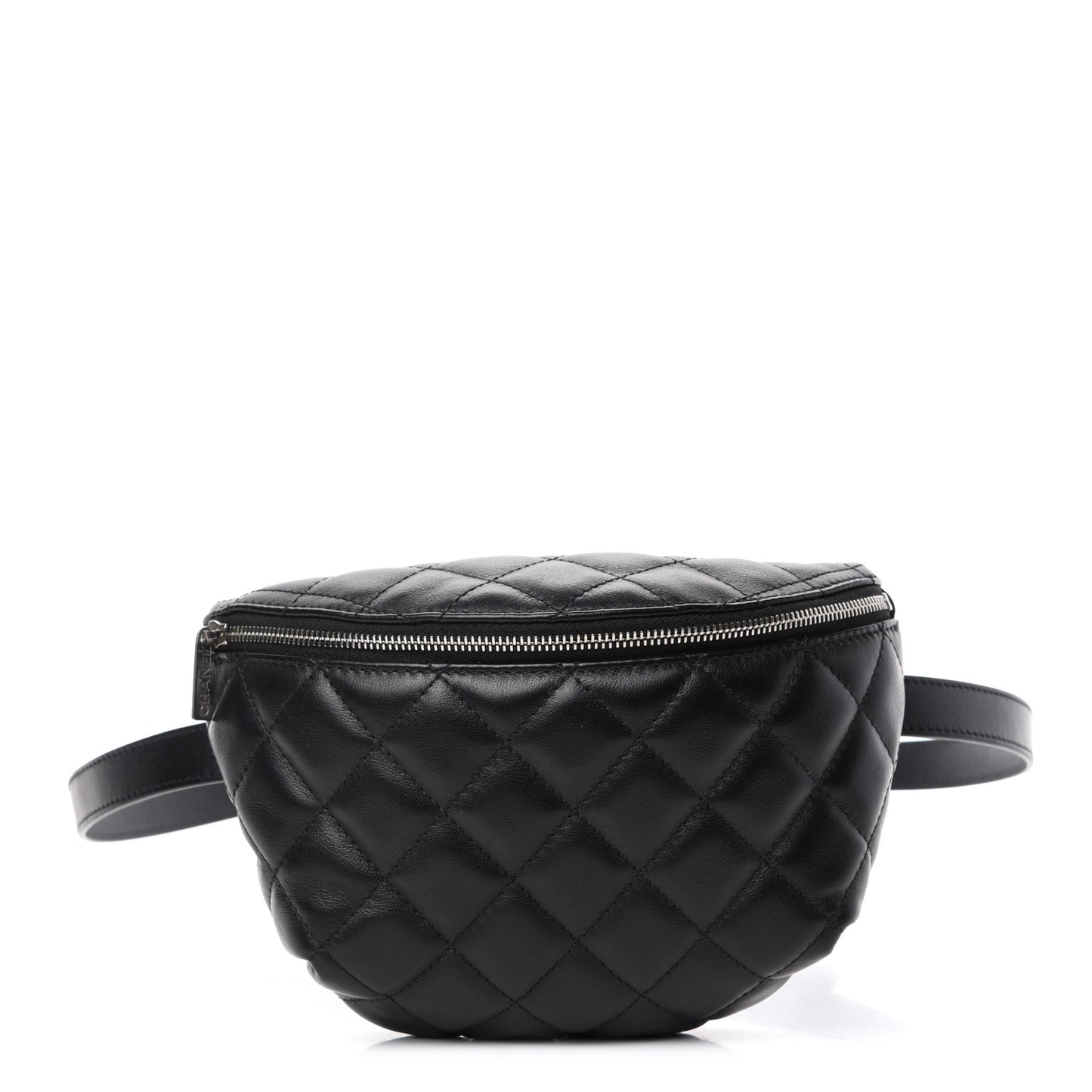 Grained Calfskin Quilted Waist Belt Bag Black