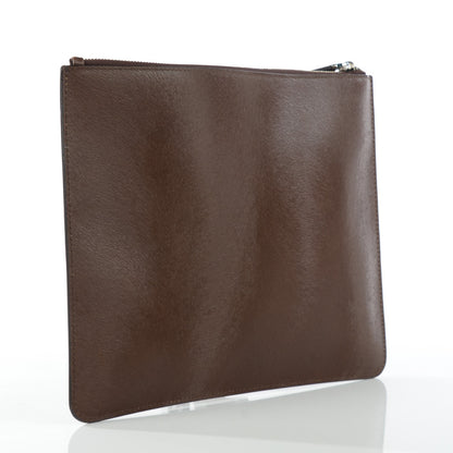Chanel GIVENCHY Pony Hair Calfskin Embossed Large Zip Pouch Brown 3 of 9