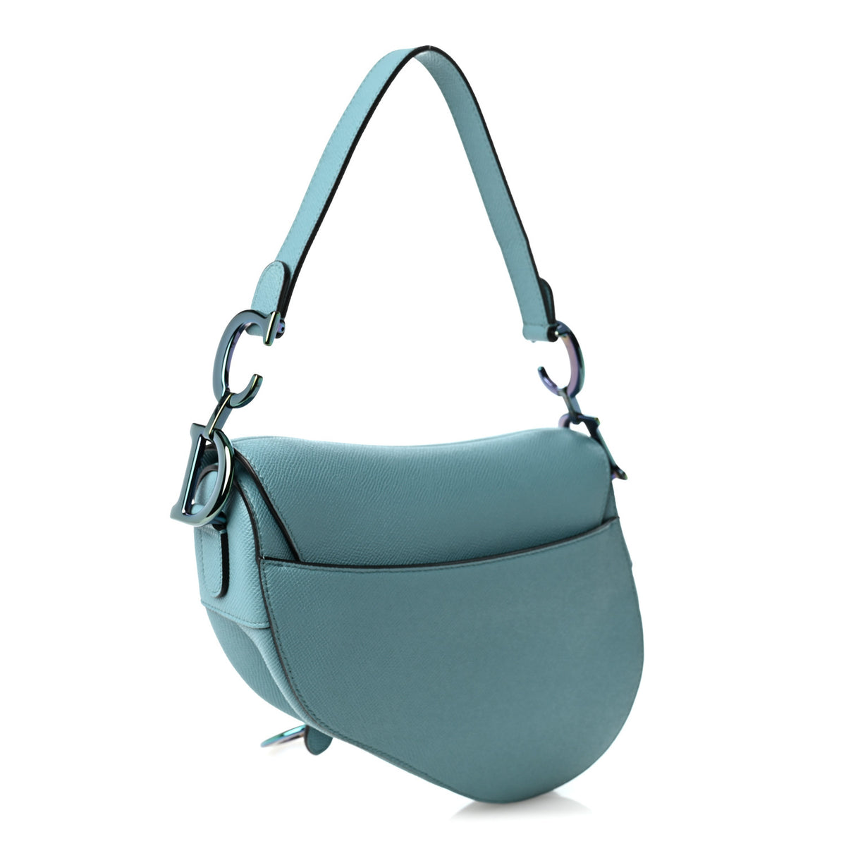Christian Dior Grained Calfskin Saddle Bag Azure Blue 3 of 10